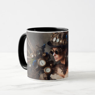 Vintage Victorian Steampunk Clockwork Time Lady Mug