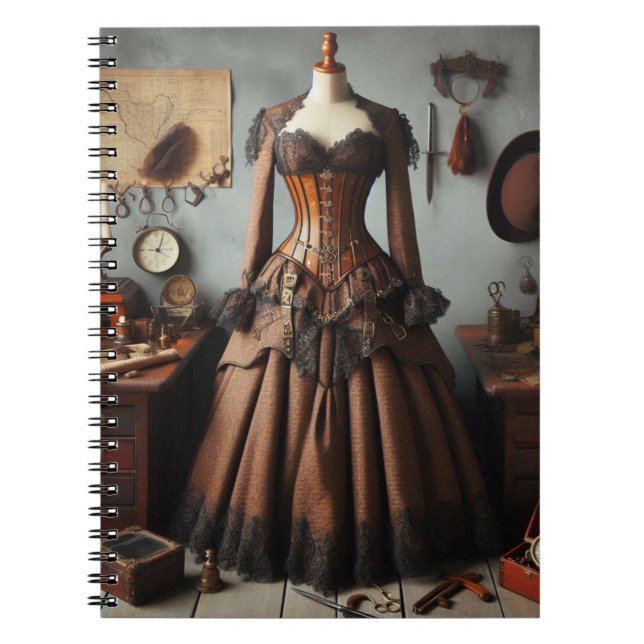 Vintage Victorian Steampunk Lady Detective Dress Notebook (Front)