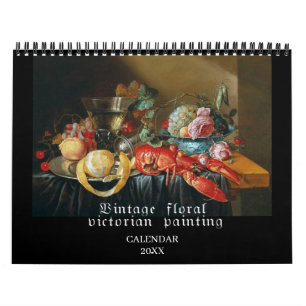 Vintage Victorian Still Life Flowers Art Painting Calendar