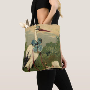 Vintage Victorian Stork and Baby Carriage Tote Bag