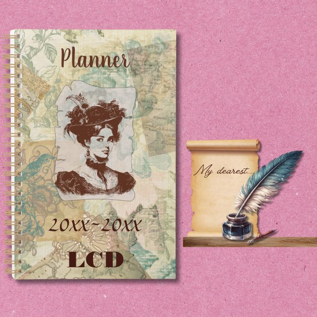 Vintage, Victorian-Style. Charming Planner (Planners are available in multiple sizes. )