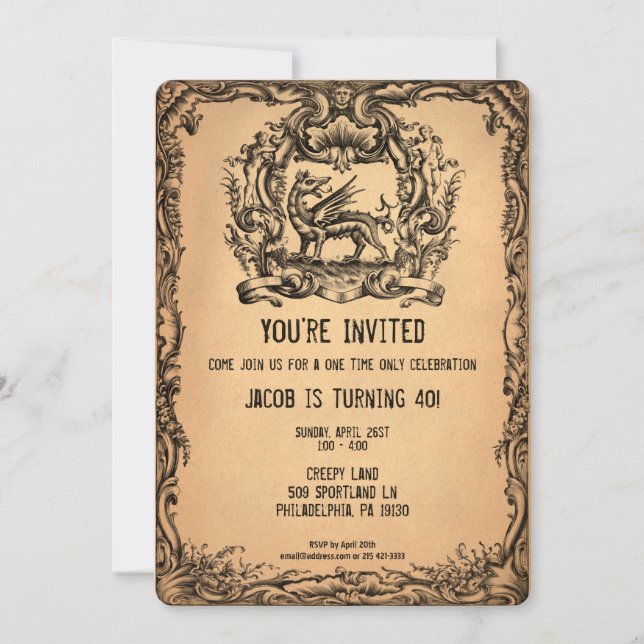 Vintage Victorian Style Creepy Customisable Party  Invitation (Front)