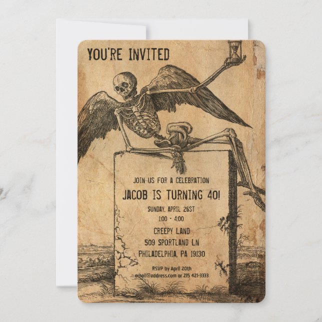 Vintage Victorian Style Creepy Customisable Party Invitation (Front)