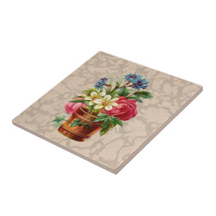 Vintage Victorian style flower display Tile