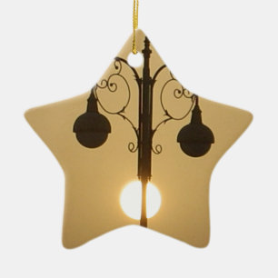 Vintage Victorian Sunset street light.png Ceramic Tree Decoration