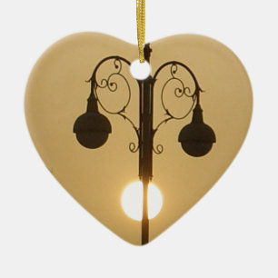 Vintage Victorian Sunset street light.png Ceramic Tree Decoration