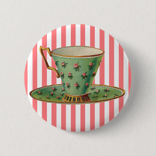 Vintage Victorian Tea Cup 6 Cm Round Badge