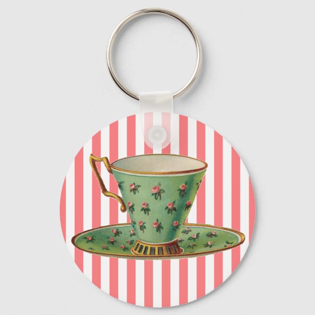 Vintage Victorian Tea Cup Key Ring (Front)