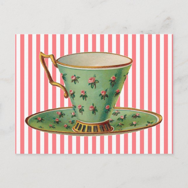 Vintage Victorian Tea Cup Postcard (Front)
