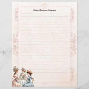 Vintage Victorian Tea Monogram Lined Stationery