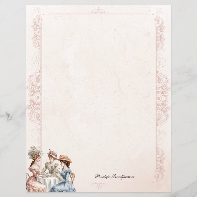 Vintage Victorian Tea Personal Stationery Paper (Front)