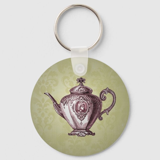 Vintage Victorian Teapot Key Ring (Front)