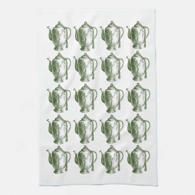 Vintage Victorian Teapot Pattern Tea Towel – Herit (Vertical)