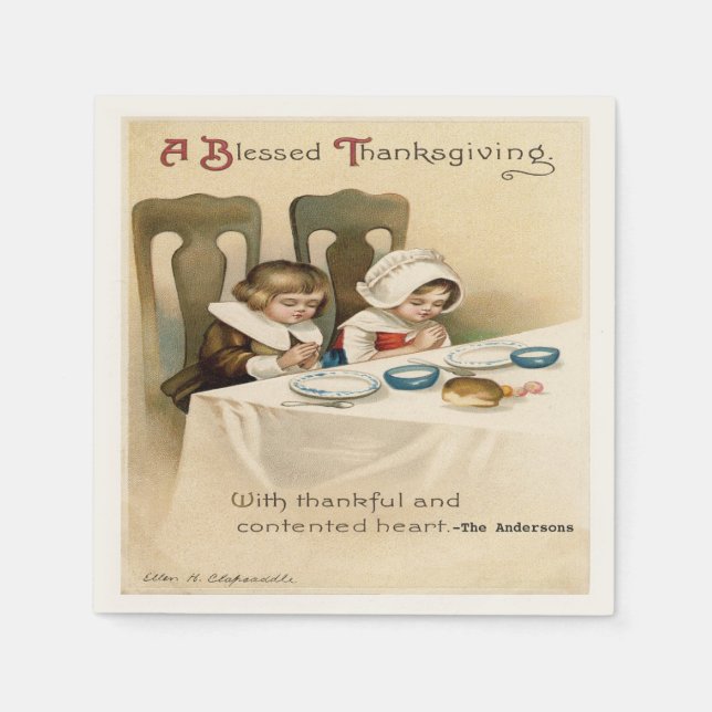 Vintage Victorian Thanksgiving Personalised Napkin (Front)