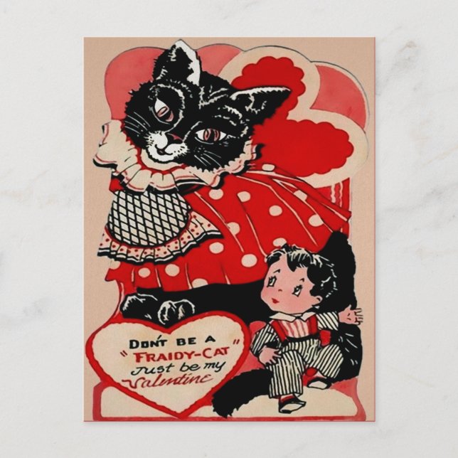 Vintage Victorian Valentine Cat Postcard (Front)