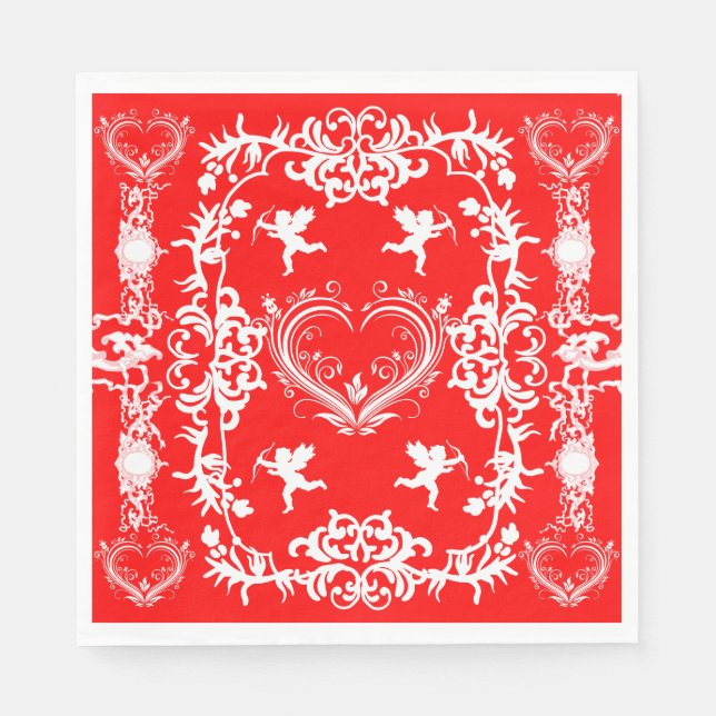 Vintage Victorian Valentines Cherub Paper napkins (Front)