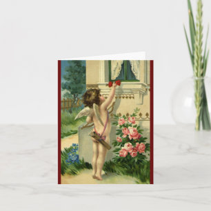 Vintage Victorian Valentine's Day, Angel Hearts Holiday Card