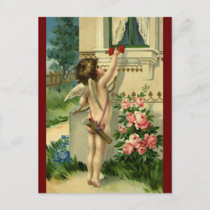 Vintage Victorian Valentine's Day, Angel Hearts Holiday Postcard