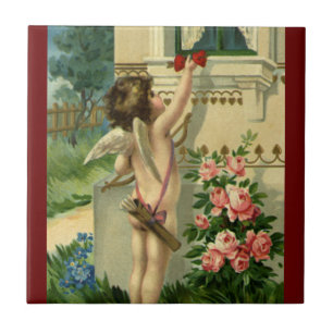 Vintage Victorian Valentine's Day, Angel Hearts Tile