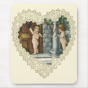 Vintage Victorian Valentine's Day, Angel w Letters Mouse Mat