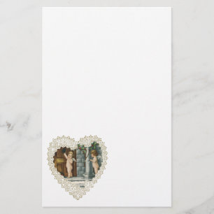 Vintage Victorian Valentine's Day, Angel w Letters Stationery