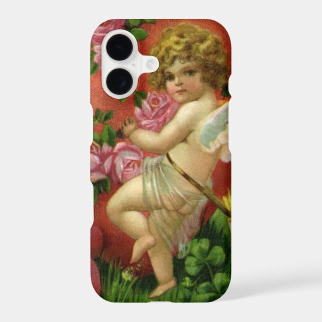 Vintage Victorian Valentines Day Angels Heart Rose (Back)