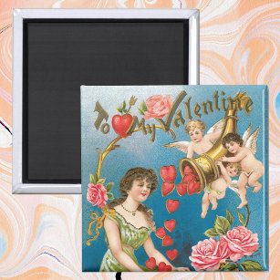 Vintage Victorian Valentine's Day Angels & Hearts Magnet