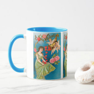 Vintage Victorian Valentine's Day Angels & Hearts Mug