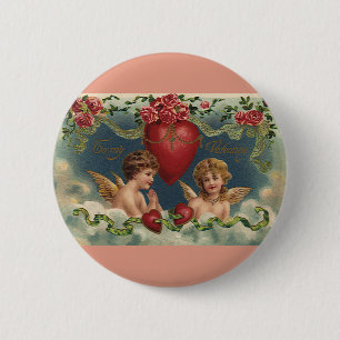 Vintage Victorian Valentine's Day Angels in Heaven 6 Cm Round Badge