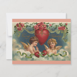 Vintage Victorian Valentine's Day Angels in Heaven Holiday Card