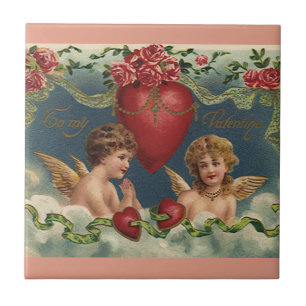 Vintage Victorian Valentine's Day Angels in Heaven Tile