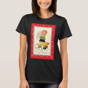 Vintage Victorian Valentines Day Boy, Cat and Dogs T-Shirt