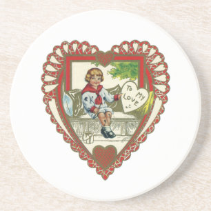 Vintage Victorian Valentine's Day, Boy in Heart Coaster