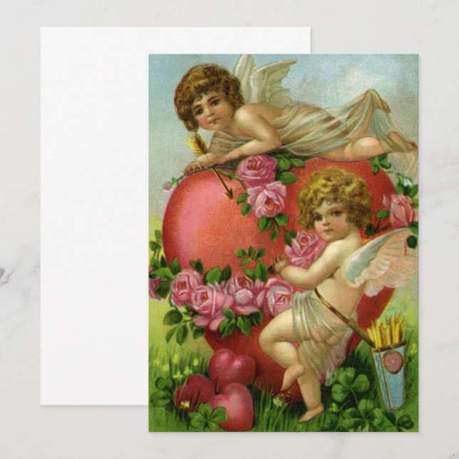 Vintage Victorian Valentines Day Cherub Invitation (Front/Back)