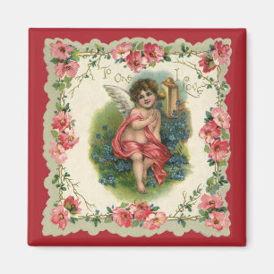 Vintage Victorian Valentine's Day Cherub on Phone Magnet