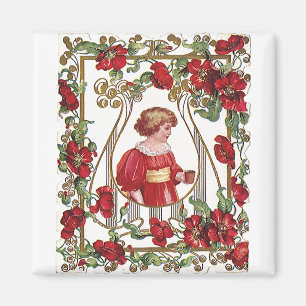 Vintage Victorian Valentine's Day Child with Roses Magnet