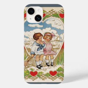 Vintage Victorian Valentines Day Children in Heart Case-Mate iPhone 14 Case