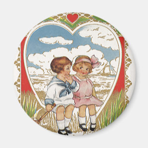 Vintage Victorian Valentines Day Children in Heart Magnet