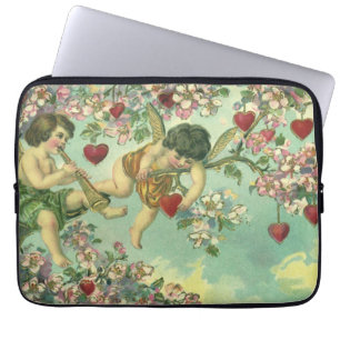 Vintage Victorian Valentines Day Cupids Heart Tree Laptop Sleeve