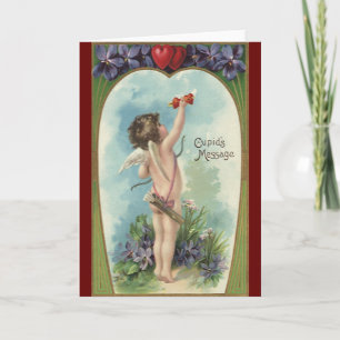 Vintage Victorian Valentine's Day, Cupid's Message Holiday Card