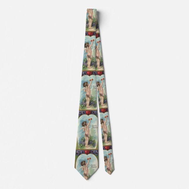 Vintage Victorian Valentine's Day, Cupid's Message Tie (Front)