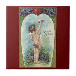 Vintage Victorian Valentine's Day, Cupid's Message Tile