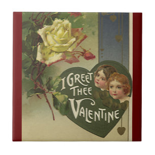 Vintage Victorian Valentine's Day, Girls and Roses Tile