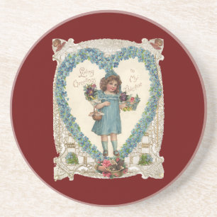 Vintage Victorian Valentine's Day, Heart Wreath Coaster