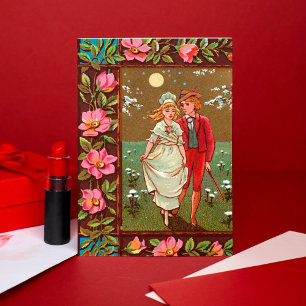Vintage Victorian Valentine's Day Retro Lovers Card