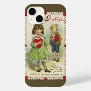Vintage Victorian Valentine's Day, Shy Children Case-Mate iPhone 14 Case