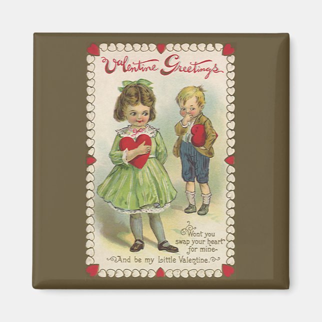 Vintage Victorian Valentine's Day, Shy Children Magnet (Front)