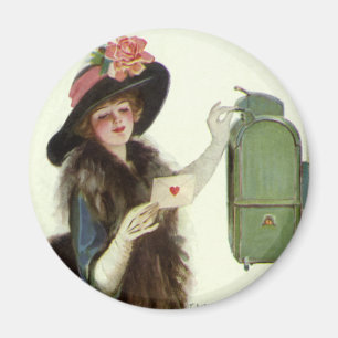 Vintage Victorian Valentines Day Woman Love Letter Magnet