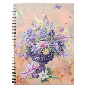 Vintage Victorian Vase with flowers on shabby chic Notebook