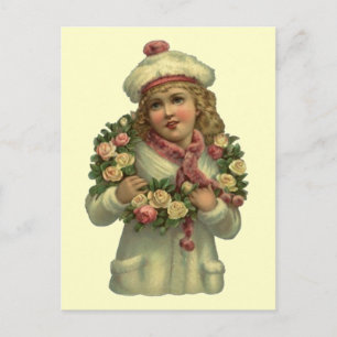 VINTAGE VICTORIAN w/ ROSE WREATH LEI POSTCARD